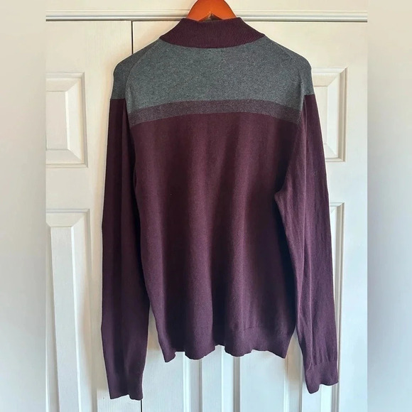 Greg Norman 1/4 Zip men’s sweater Burgundy retro look size M - Picture 2 of 5